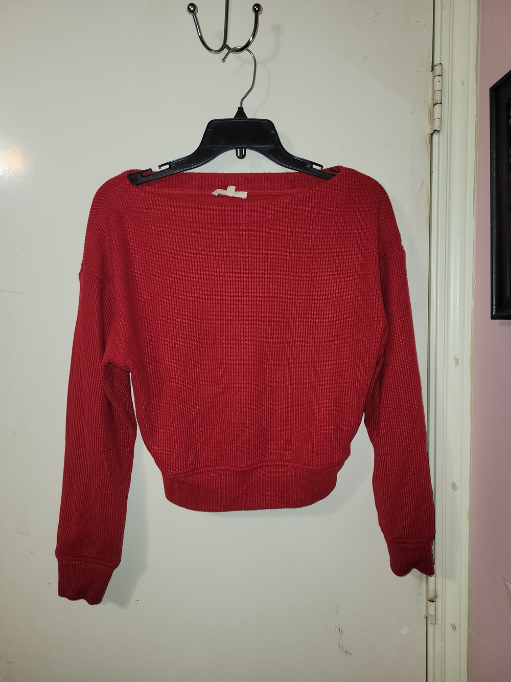 Madewell Red Ribbed Crewneck Sweater